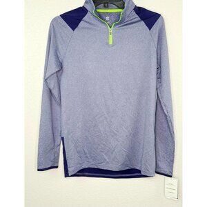 Champion Boys Long Sleeve Quarter-Zip Athletic Shirt XL 16/18 Blue & Neon Green